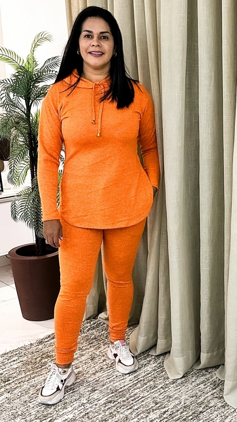 Conjunto de Lanzinha Calça Jogger Casaco Capuz - Laranja