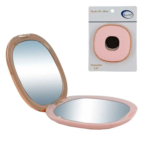 Espelho De Bolso Quadrado Em Vidro - Rosa e Rosé