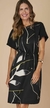 Vestido Manga Estampado - Preto