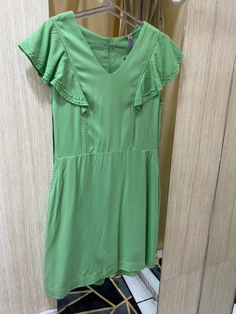 Vestido Babado Linho - Verde 4991