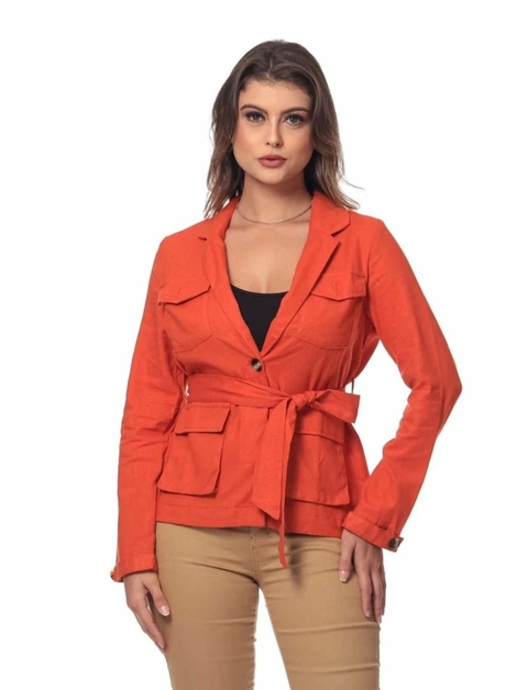Blazer com Cinto - Telha