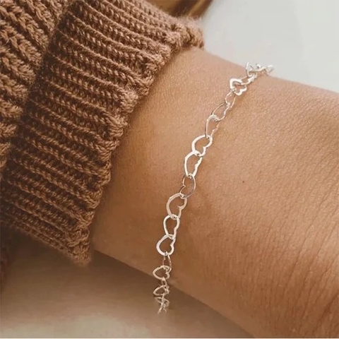 Pulseira SemiJoia Prata Corações - 6654