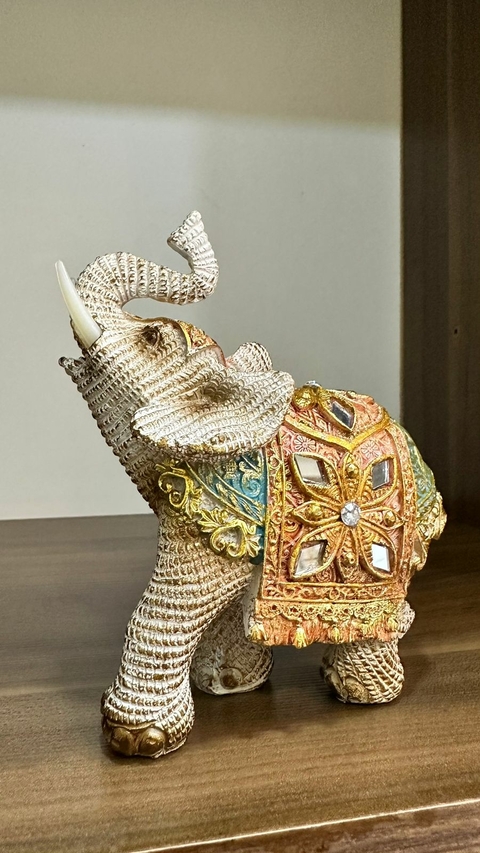Elefante Decorativa em Resina - Colorido