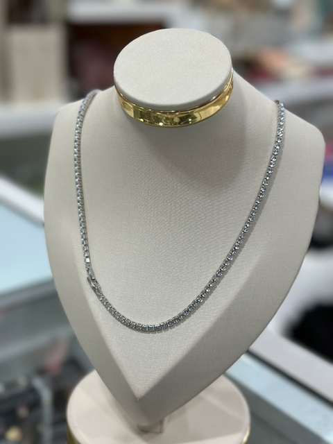 Colar Prata Strass - 6736