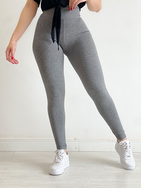 Calça Legging Flanelada Lisa - Cinza