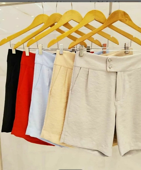 SHORTS LYOCELL SARJA COM BOLSOS E CÓS COM PREGAS - Bege 5697
