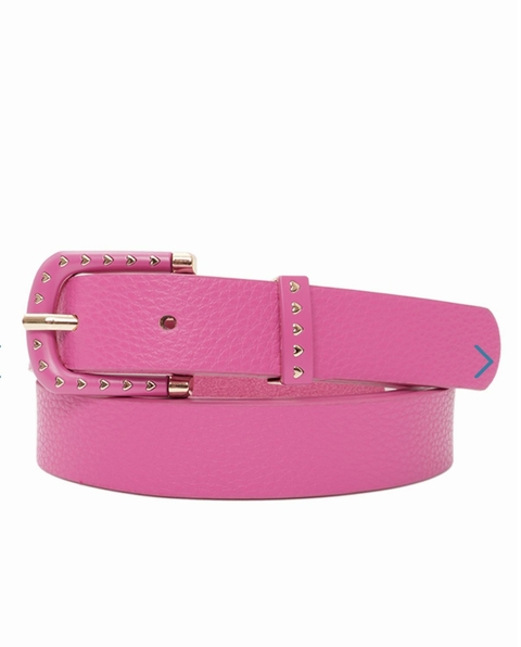 Cinto Fivela Corações Dourada - Rosa 4201