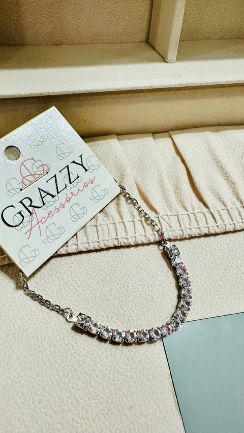 Pulseira Corrente Prata Strass