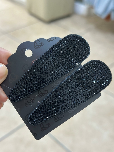 Presilha Dupla Preta Strass - 6145