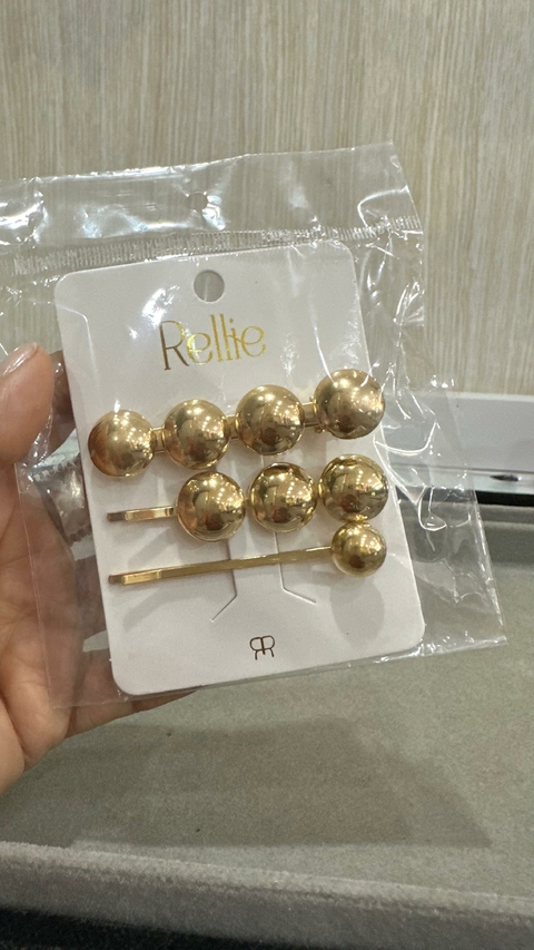 Presilha Trio Metálica Dourada Bolinhas - 5842