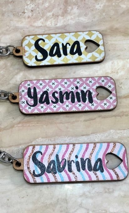 Chaveiro MDF Nomes Coração Vazado