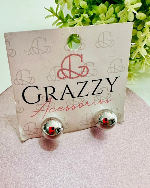 Brinco Prata Bolinha G - 1103