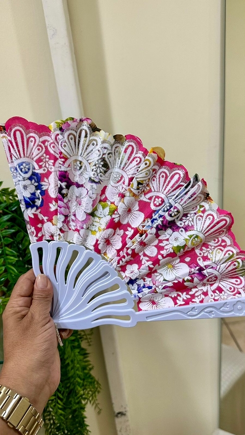 Leque Branco e Rosa - 5090