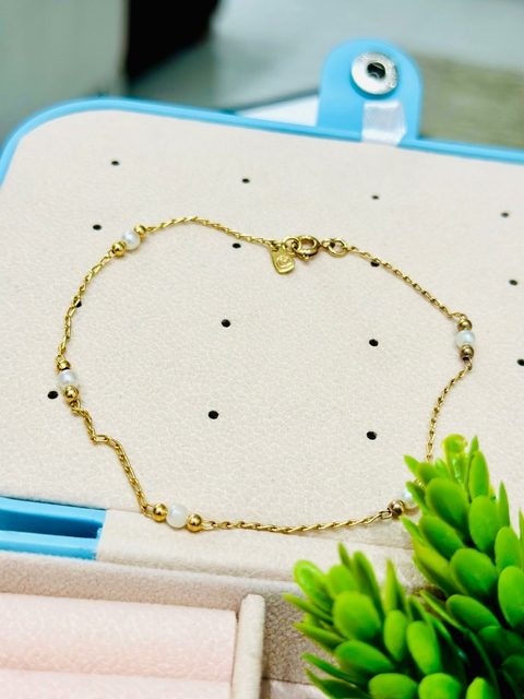 Tornozeleira SemiJoia Dourado Miçangas