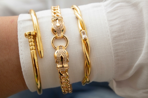 Bracelete Dourado Prego Liso