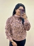 Blusa ZOE Manga Longa Peluciada Onça - Rosa 6516