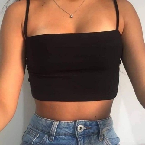 Top Cropped Alça - Preto