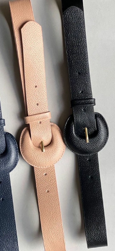 Cinto 100% Couro Fivela Redonda Rose