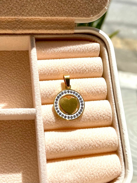 Pingente Aço Inoxidável Dourado Coração - 3815