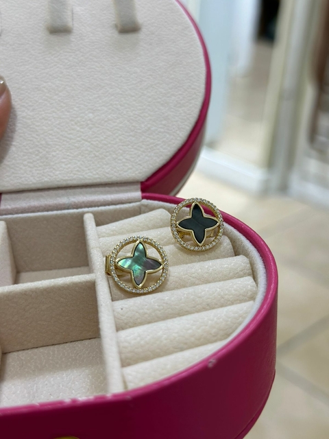 Brinco Dourado Pressão LV Verde - 6740