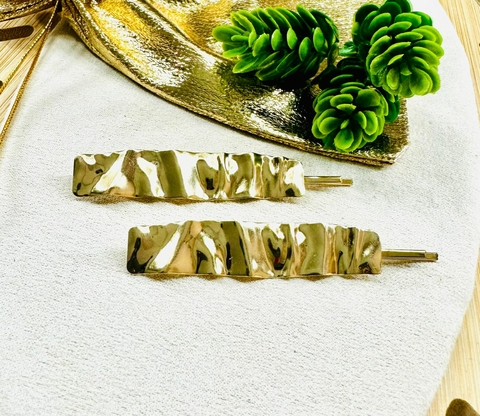 Presilha Metálica Dupla Dourada Martelada