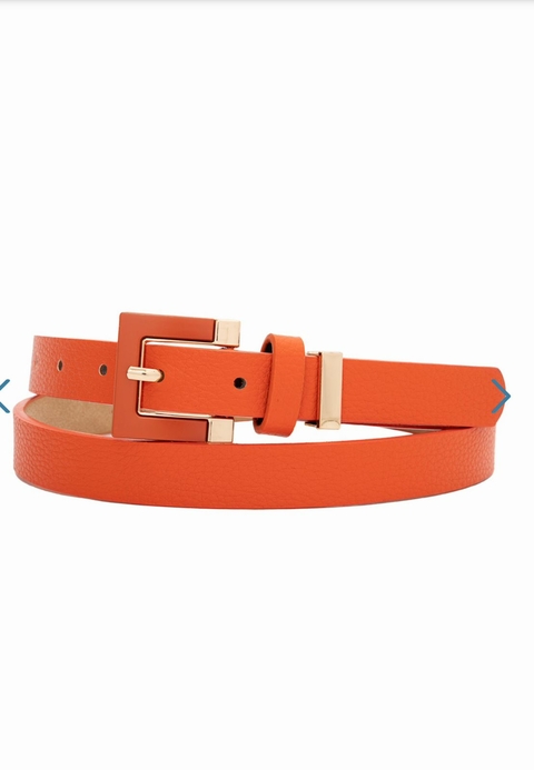 Cinto Fivela Quadrada Dourada - Laranja 4198