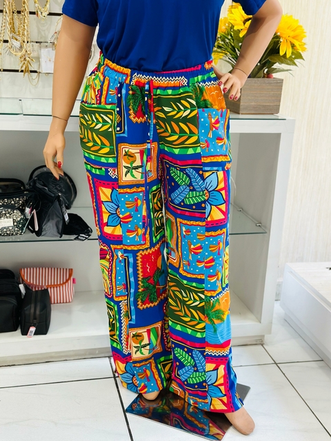 Calça Pantalona Inspiração Farm - Colorida