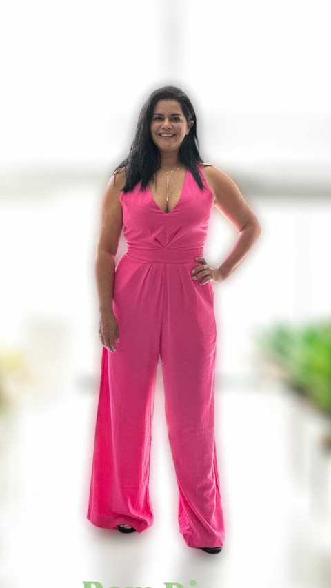 Macacão Longo Rosa Santa S/ Manga - Rosa