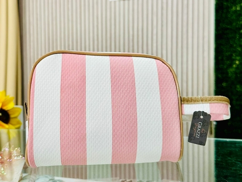 Necesserie Listras Branca e Rosa