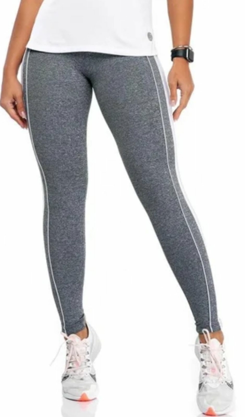 Calça Legging Academia Linha - Cinza e Branca
