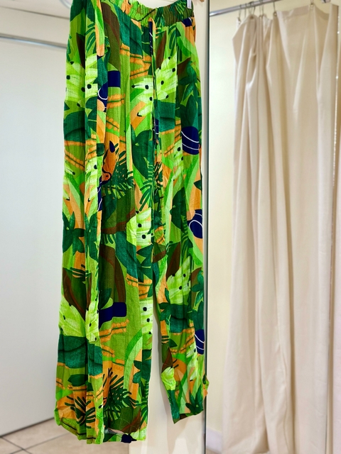 Calça Pantalona Plus Size Inspiração Farm - Verde