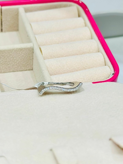 Anel Prata Cravejado Zircônia Cristal - 6728