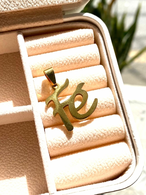 Pingente Aço Inoxidável Dourado Fé - 3810