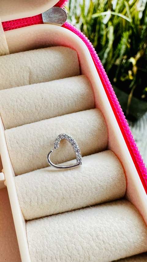 Piercing SemiJoia Prata Coração Zircônia