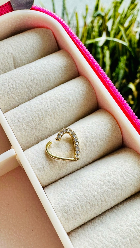 Piercing SemiJoia Dourado Coração Zircônia