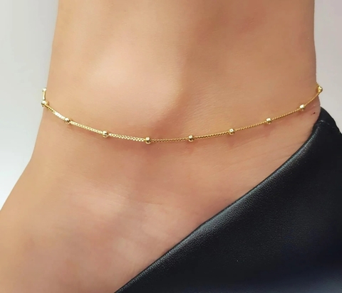 Tornozeleira Dourada Veneziana Bolinhas - 3862