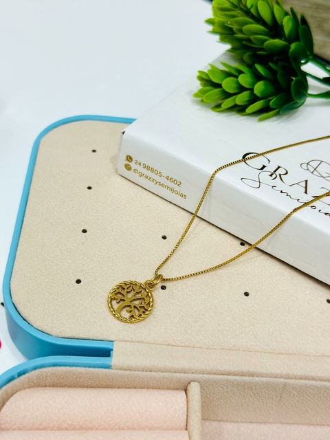 Tornozeleira SemiJoia Dourado Árvore da Vida