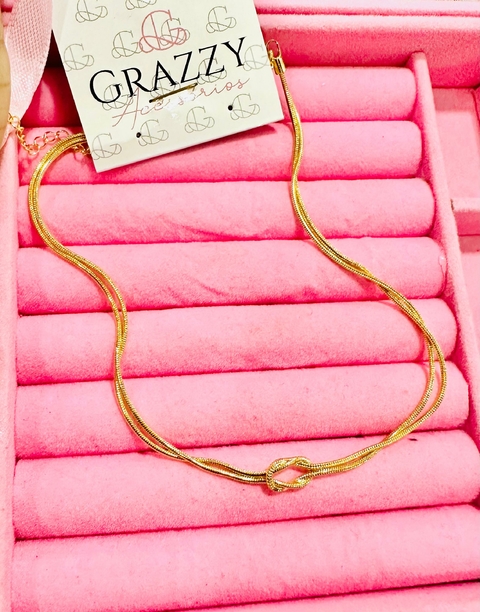 Choker Colar Folheado Nó