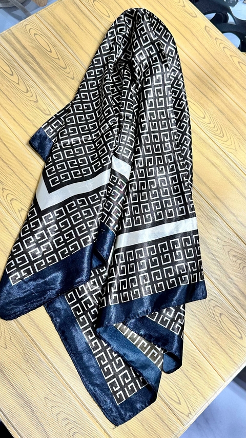 Lenço de Seda Estampado - Marrom 6922