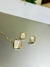 Conjunto Brinco com Colar Dourado Quadrado Madreperola - 6629