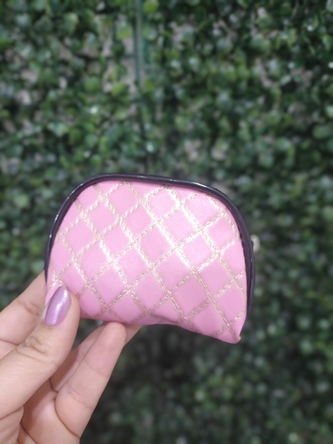 Porta Moedas Rosa e Dourado