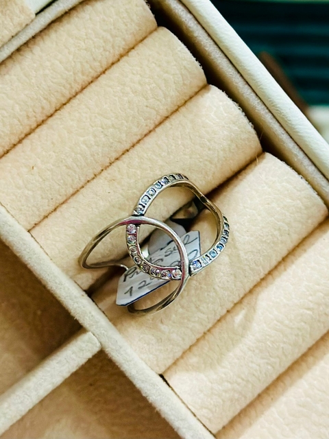 Anel Prata Sul Liso Zircônia Cristal - 4782