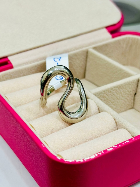 Anel Prata Ondas - 6724