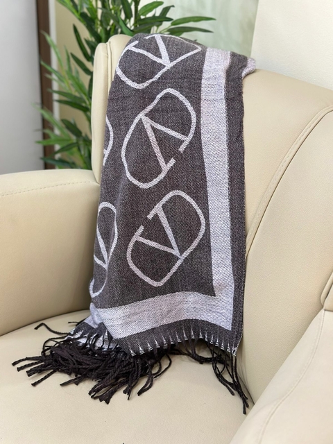 Pashmina Echarpes Lenço - Valentino Preta e Cinza 6261