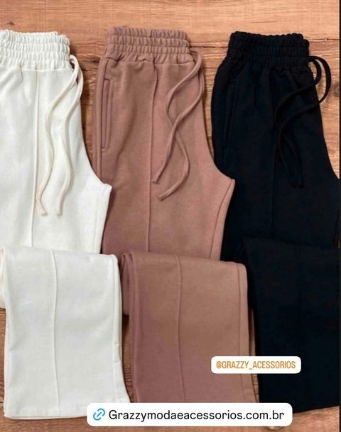 Calça Flare Moletom Flanelado - Marfim