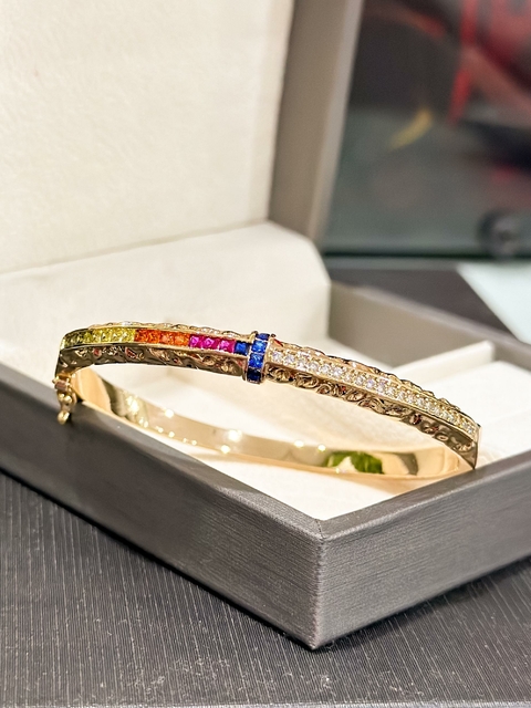 Bracelete SemiJoia Dourado Orgânico com Zircônia Cristais