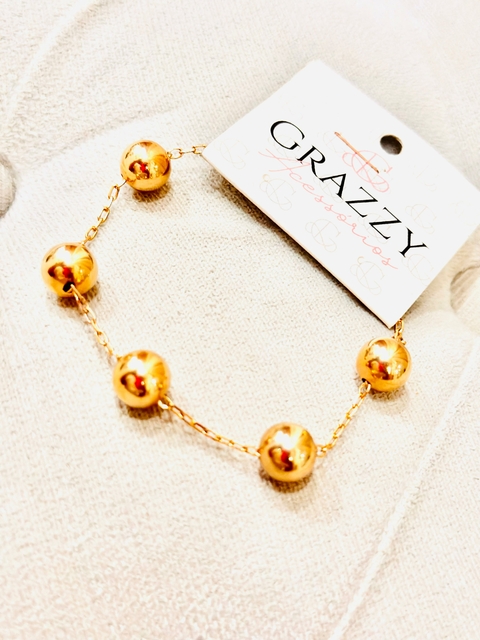 Pulseira Corrente Dourada Esferas
