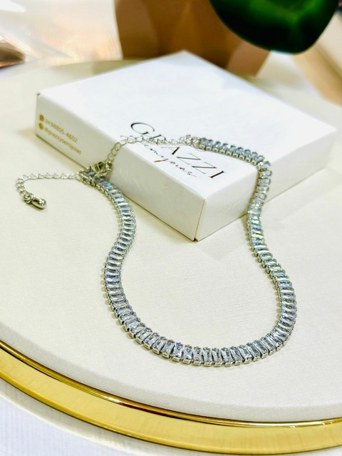 Colar SemiJoia Prata Riviera Cravejado Zircônia Cristal- 6988