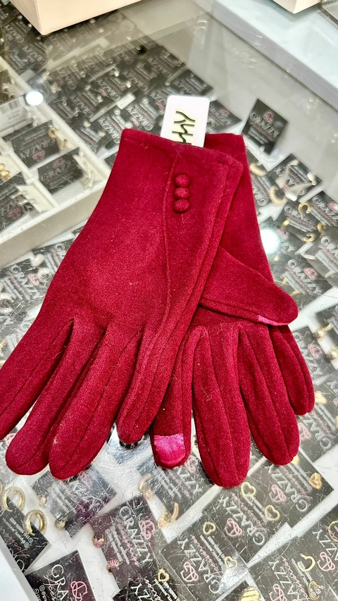 Luva Lã Lisa Botões - Vermelha