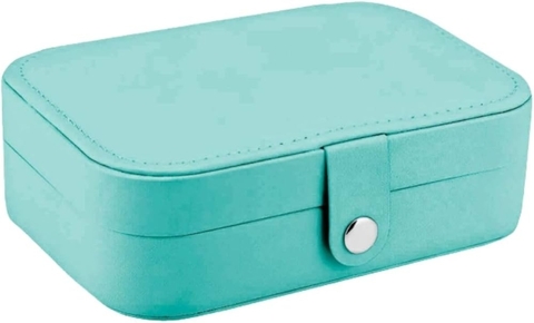 Porta Jóias Estojo Organizador Portátil Viagem Couro Botão - Verde 5769